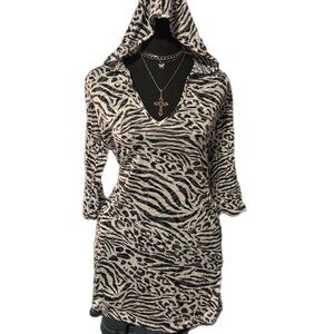zebra print grunge hoodie dress/top